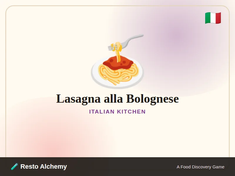 Lasagna alla Bolognese illustration from Resto Alchemy's Italian Kitchen